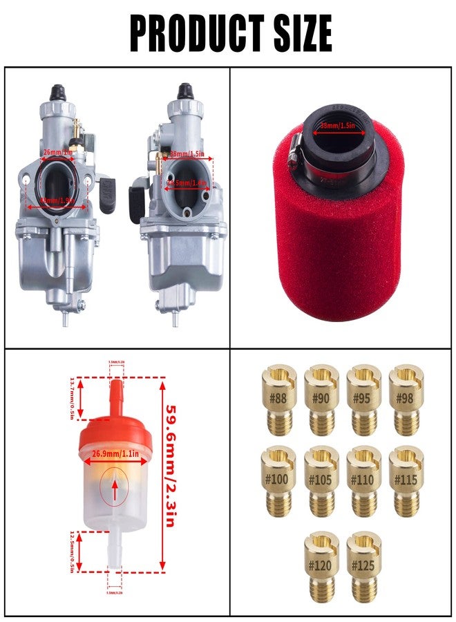 ORAEVY VM22 Racing Performance Mikuni Carburetor Carb Mainfold Intake Pipe Fit For Predator 212cc GX160 Honda GX200 CT200U 196cc KT196 Clones Go Kart Mini Bike Race Kart (Red) - Image 4