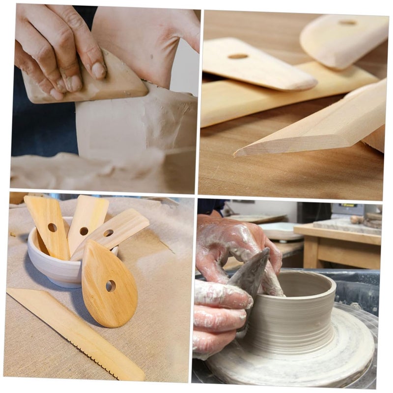 5 Wooden Pottery Tools Kit For Air Dry Clay Polymer Clay Craft Scrapers Dotting Set - Image 4