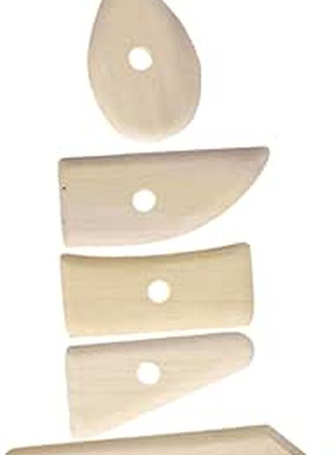 5 Wooden Pottery Tools Kit For Air Dry Clay Polymer Clay Craft Scrapers Dotting Set - Image 1