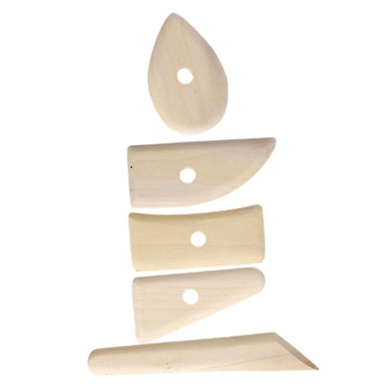 5 Wooden Pottery Tools Kit For Air Dry Clay Polymer Clay Craft Scrapers Dotting Set - Image 2