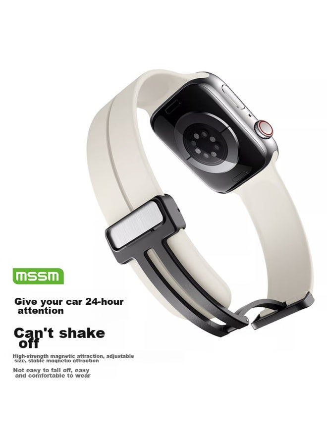 Mssm Compatible Apple Watch Band, Silicone Magnetic Folding Clasp Strap For Iwatch S10/9/8/7/6/se/ultra, Wine Red, 38/40/41mm - Image 4