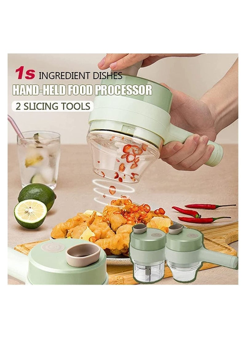 ELTRAZONE 4 in 1 Portable Electric Vegetable Cutter Set,Gatling Vegetable Chopper Mini Wireless Food Processor,Garlic Chili Onion Celery Ginger Meat Garlic Chopper with Brush  - Image 3