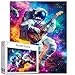 Aihonmin 1000 Piece Astronaut Playing Guitar Jigsaw Puzzles for Adults Space Graffiti Puzzles Rock Puzzle 2720 Inches Colorful DIY Puzzles for Home Decoration Gifts Family Puzzle Perfect for Game Nights - Image 2