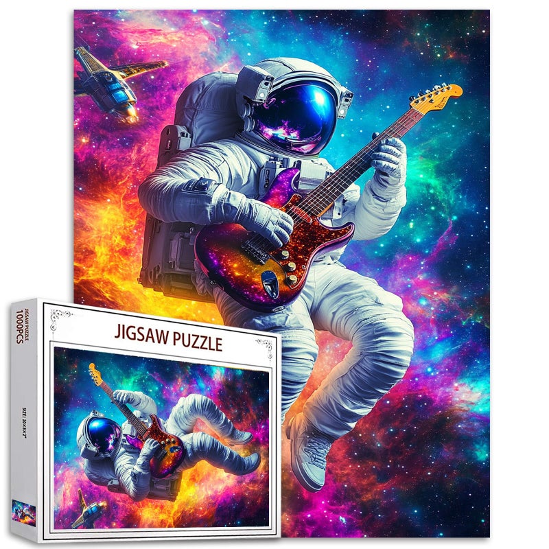 Aihonmin 1000 Piece Astronaut Playing Guitar Jigsaw Puzzles for Adults Space Graffiti Puzzles Rock Puzzle 2720 Inches Colorful DIY Puzzles for Home Decoration Gifts Family Puzzle Perfect for Game Nights - Image 3