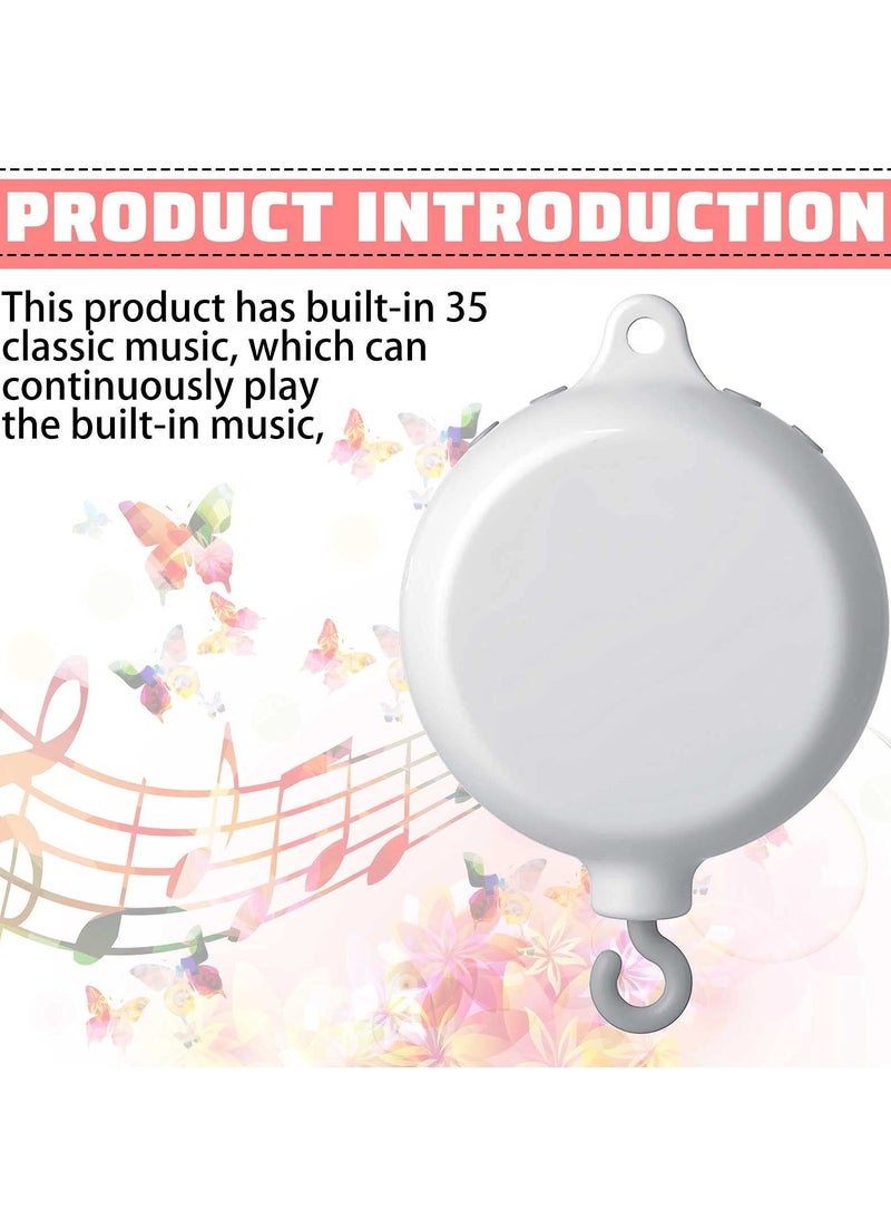 Baby Crib Mobile Music Box with Remote Control, Rotating Crib Bed Hanging Musical Bell, TF Card, USB Charging Music Box Toy (No Battery)