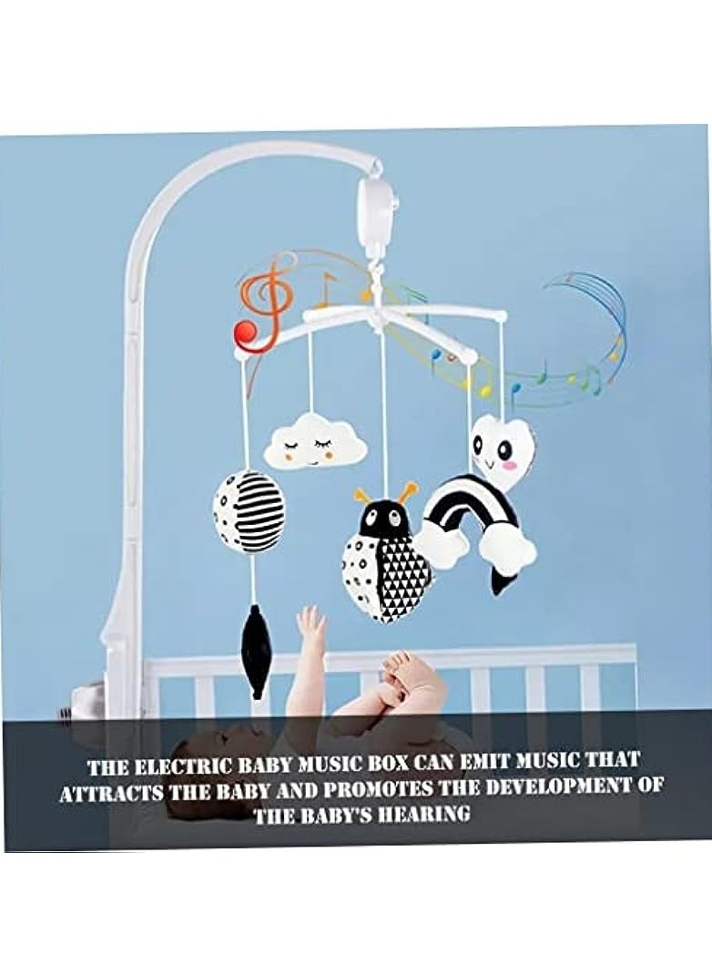 Baby Crib Mobile Music Box with Remote Control, Rotating Crib Bed Hanging Musical Bell, TF Card, USB Charging Music Box Toy (No Battery)