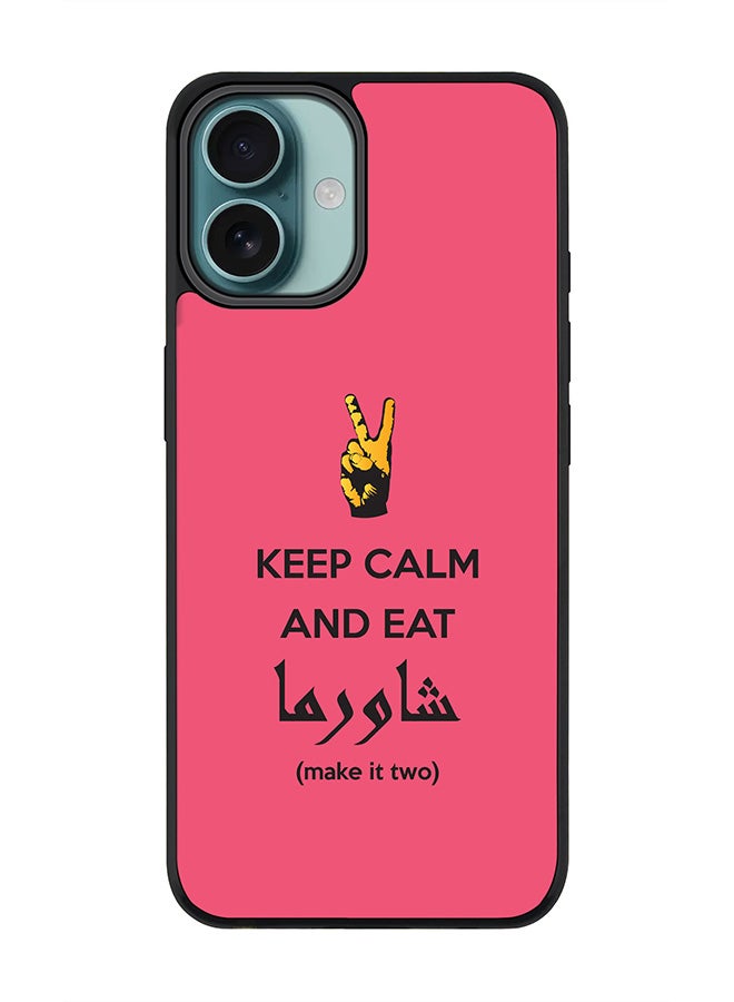 Stylizedd For iPhone 16 Plus Case [Compatible with MagSafe] Slim Magnetic cover Phone Case iPhone 16 Plus -Keep Calm And Eat Shawarma (Pink) - Image 1
