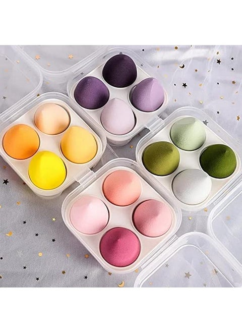 COSLUXE Makeup Sponge Set Beauty Blender With Egg Case, Soft Sponge For Liquid Foundation, Creams, And Powders，Latex Free Wet And Dry Makeup (Multi-Colored, 4 Pcs)