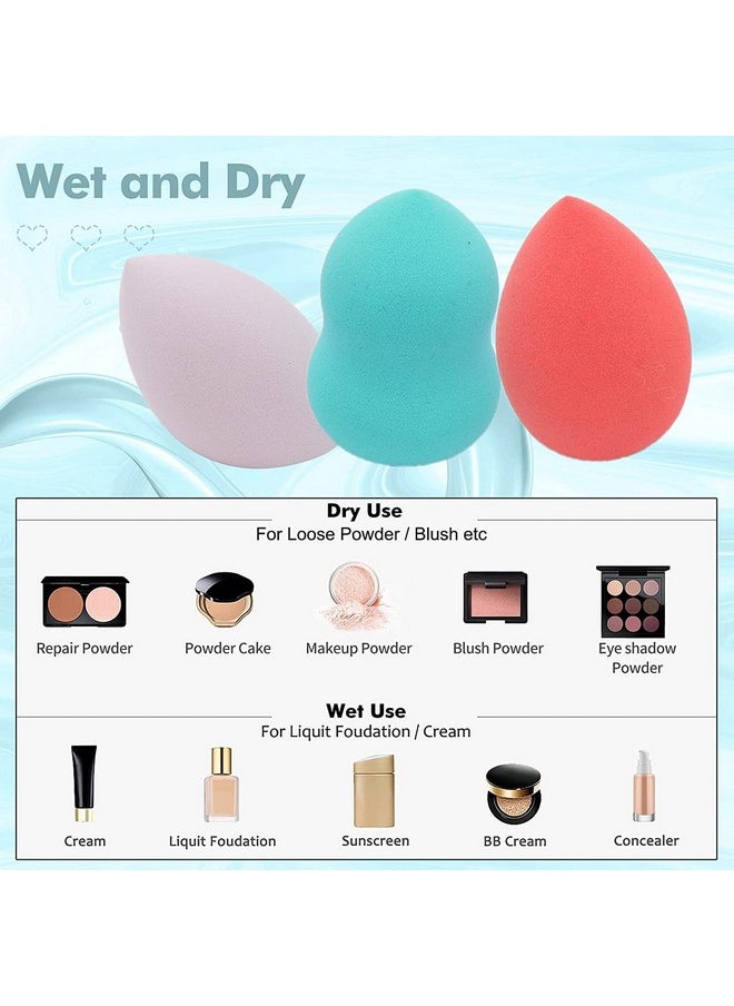 COSLUXE Makeup Sponge Set Beauty Blender With Egg Case, Soft Sponge For Liquid Foundation, Creams, And Powders，Latex Free Wet And Dry Makeup (Multi-Colored, 4 Pcs)