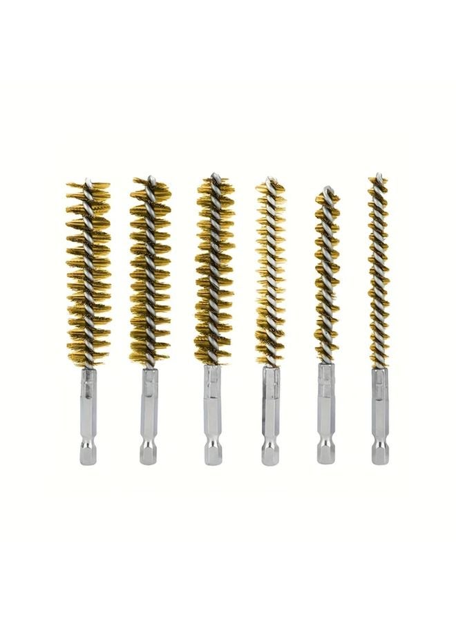 6Pcs Stainless Steel Drill Cleaning Brushes 8 19mm Hex Shank - Image 1