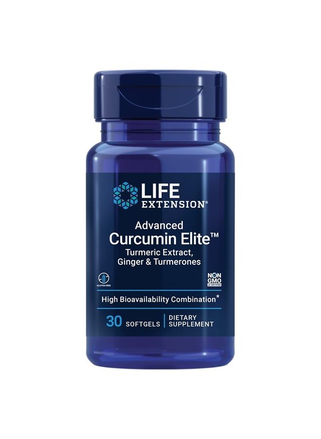 Life Extension Advanced Curcumin Elite Turmeric Extract, Ginger & Turmerones – For Healthy Inflammatory & Immune Response and Cardiovascualr & Brain Health – Gluten-Free, Non-GMO – 30 Softgels - Image 1
