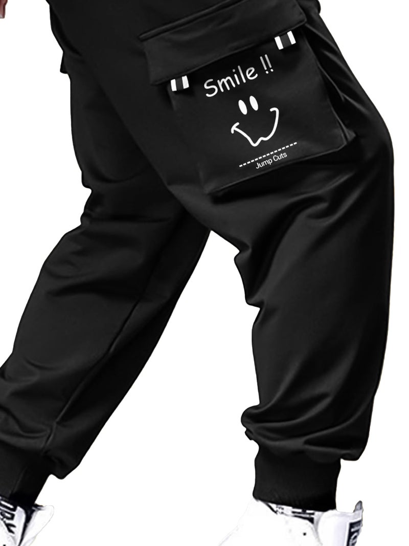 Jump Cuts Boys Cargo || Printed Casuals Cargo Pant || Black and White Slim Fit Pant || Cotton Blend Cargo Pant - Image 4