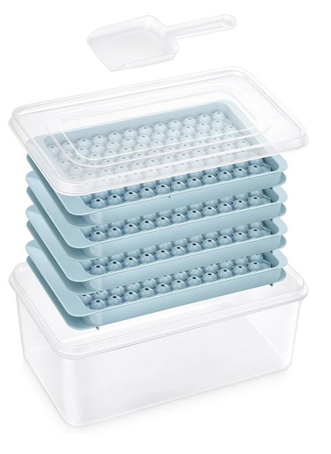 Mini Ice Cube Tray, 4 Pack Small Ice Cube Tray with Lid and Bin, 104x4 Pcs Tiny Round Ice Trays for Freezer, Crushed Ice Trays Easy Release for Chilling Drinks, Coffee, Juice