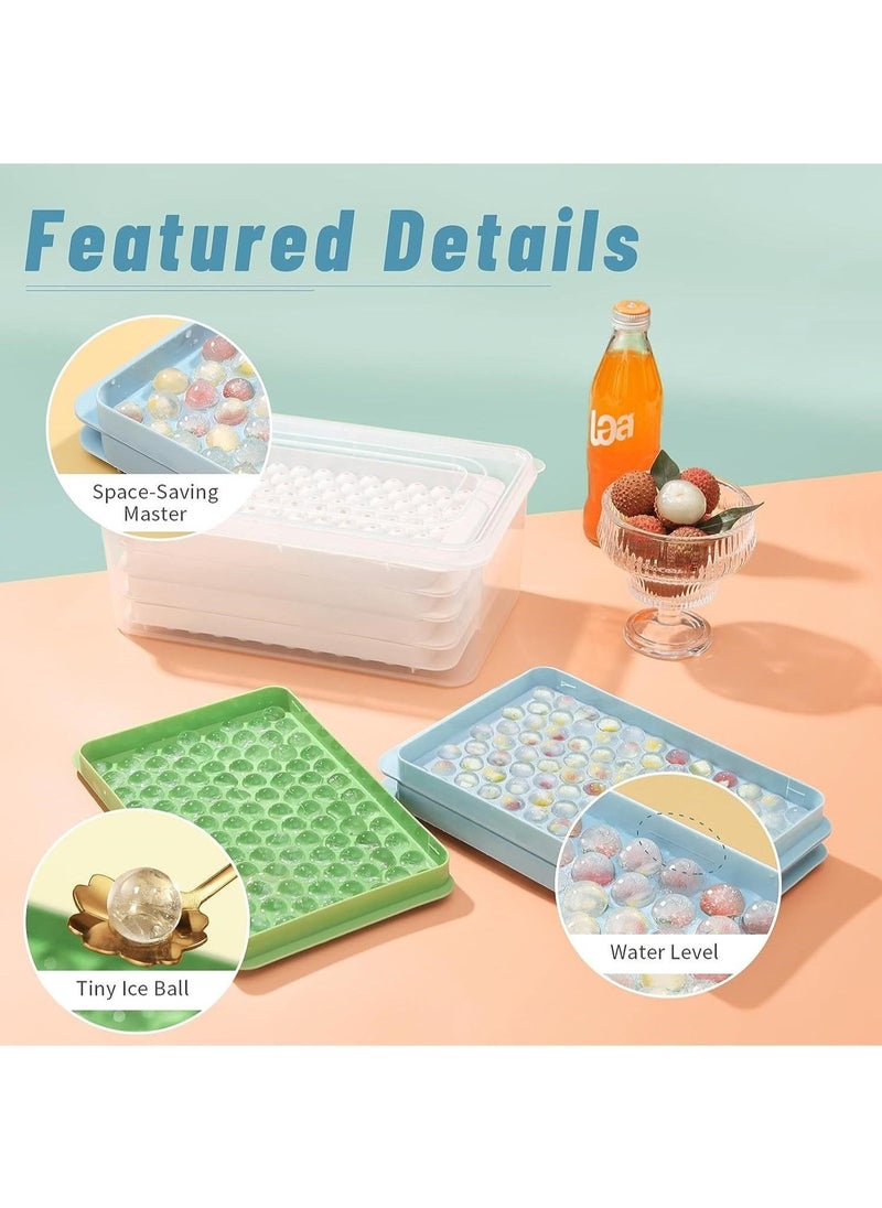 Generic - Mini Ice Cube Tray, 4 Pack Small Ice Cube Tray with Lid and Bin, 104x4 Pcs Tiny Round Ice Trays for Freezer, Crushed Ice Trays Easy Release for Chilling Drinks, Coffee, Juice - Image 1