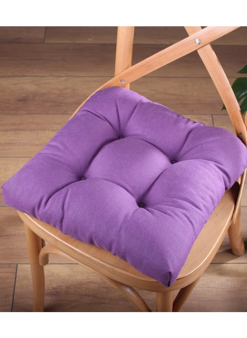 Altın Pamuk Gold Cotton Gold Series Purple Color Chair Cushion with Button Sewing Detail 40X40CM with Lacing