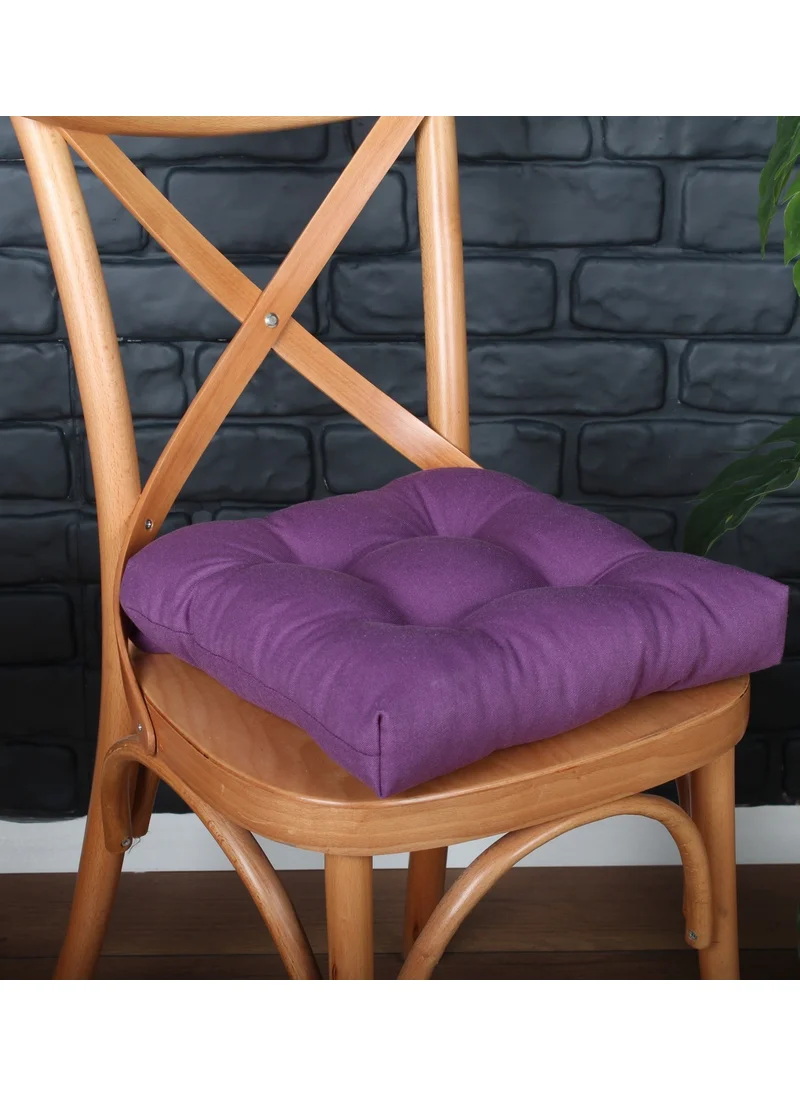 Altın Pamuk Gold Cotton Gold Series Purple Color Chair Cushion with Button Sewing Detail 40X40CM with Lacing