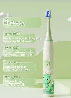 Super ZYouth Kids  Sonic Rechargeable Electric Toothbrush with Timer, 6 Brush Heads, Dinosaur, Green  - Image 5