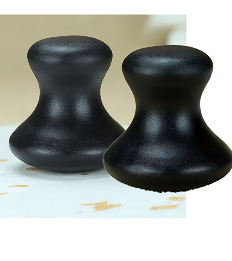 2pcs Black Mushroom Head Basalt Hot Stone Massage Set For Face Spa - Image 1