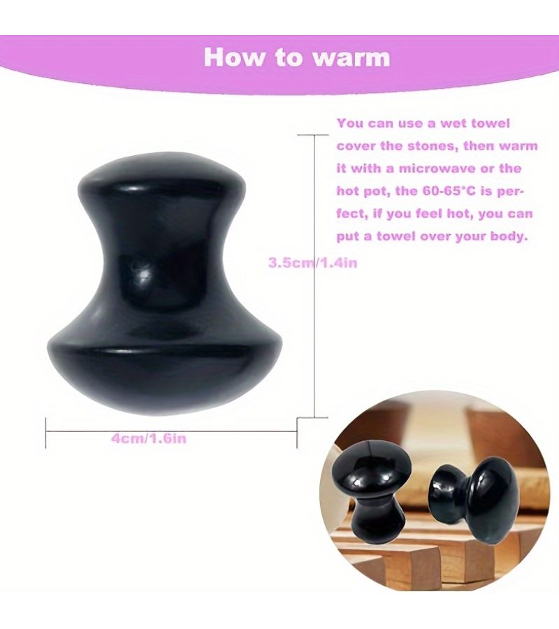 2pcs Black Mushroom Head Basalt Hot Stone Massage Set For Face Spa - Image 4