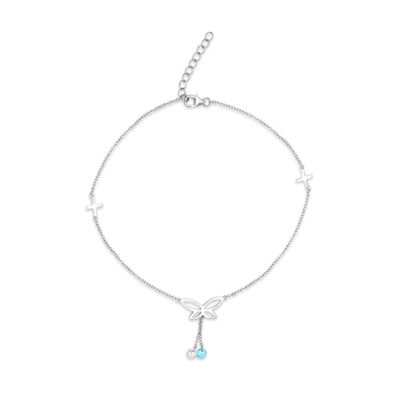 Zavya 925 Sterling Silver Cubic Zirconia CZ Drop Adjustable Rhodium Plated Chain Anklet (Pair) | Gift for Women & Girls | With Certificate of Authenticity & 925 Hallmark - Image 4