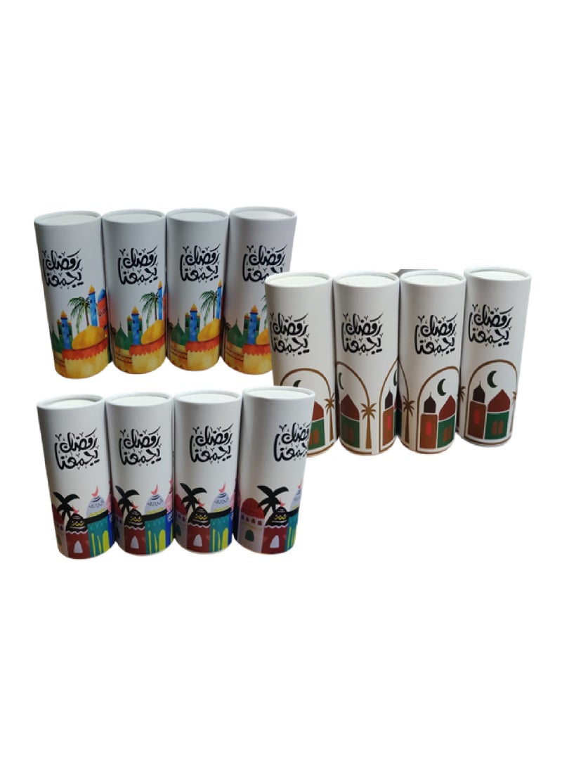 AD (12PC) Ramadan Pattern Tissue Cans Each Can Contains 40 Tissues