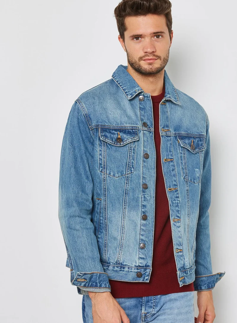 FOREVER 21 Distressed Denim Jacket