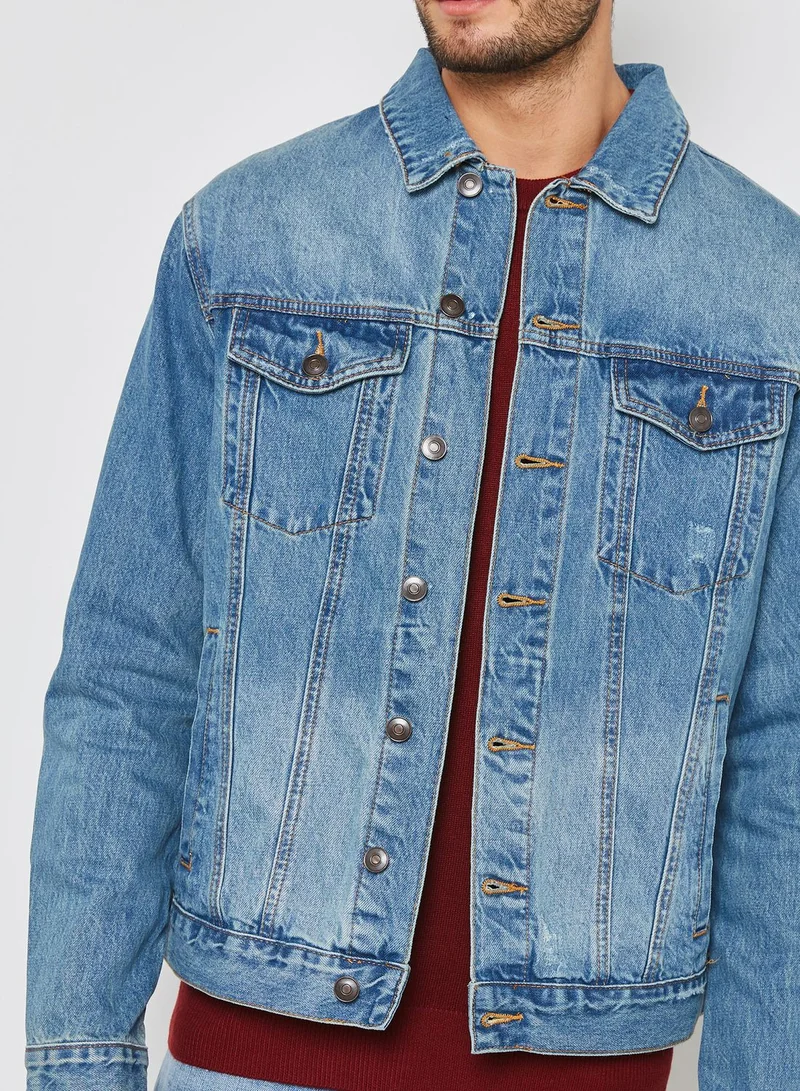 FOREVER 21 Distressed Denim Jacket