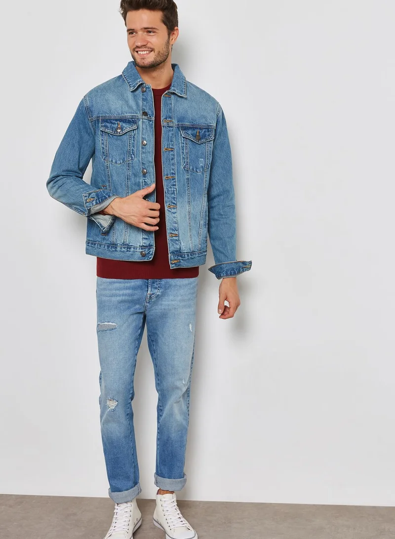 FOREVER 21 Distressed Denim Jacket