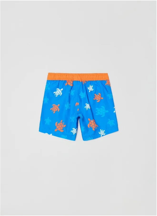 او في اس OVS Swimming Trunks With Turtles Print