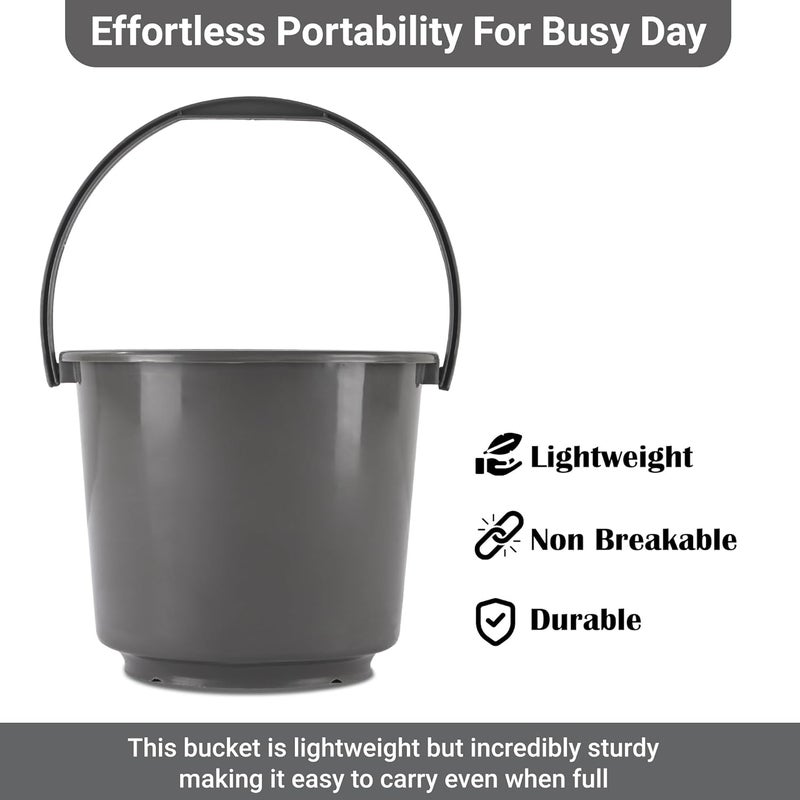 Kuber Industries Kuber Industries Pack of 2 Multi-Purpose 5 Litre Small Bucket for Mopping | Washing Balti for Bathroom & Toilet | Water Storage Container - Essential for Household Chores | Grey & Brown  - Image 4