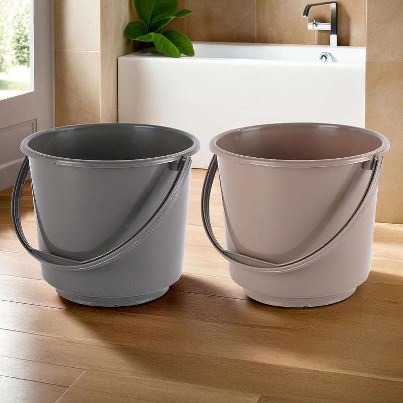 Kuber Industries Kuber Industries Pack of 2 Multi-Purpose 5 Litre Small Bucket for Mopping | Washing Balti for Bathroom & Toilet | Water Storage Container - Essential for Household Chores | Grey & Brown  - Image 1