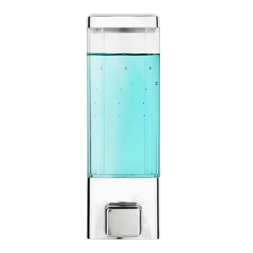BATH GURU Multi Purpose Plastic Wall Mounted Shampoo Conditioner Hand Wash Gel Dispenser Liquid Soap Sanitizer Dispenser for Bathroom Basin Kitchen Sink 350 Ml Pack of 1 Clear (Chrome Plated) - Image 1