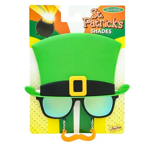 Sun-Staches St. Patrick's Day Sunglasses | St. Patty's Green Top Hat Party Favor or Dress Up Accessory | One Size Fits Most - Image 3