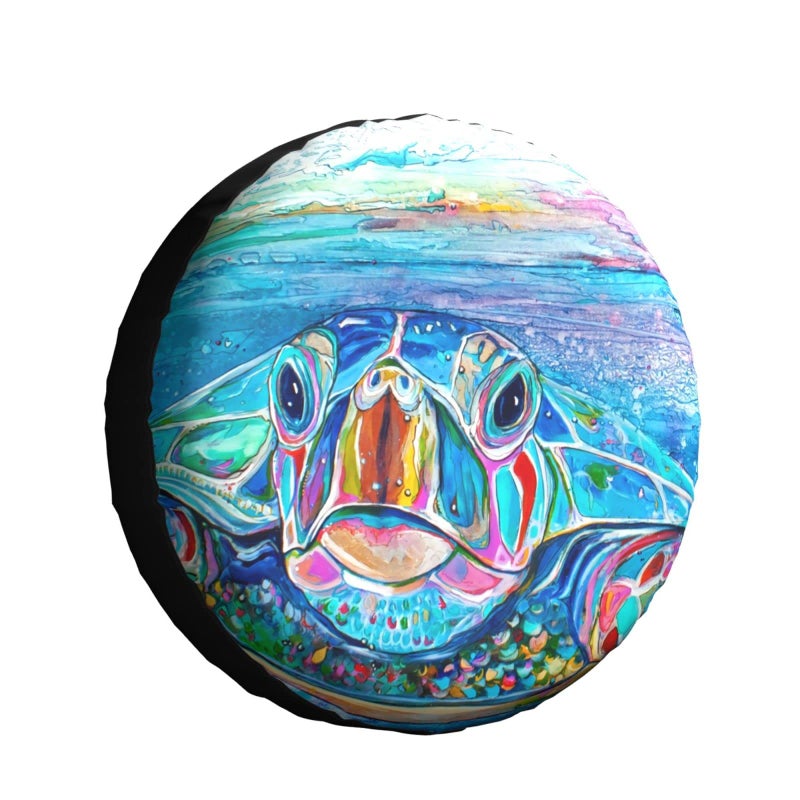 Colorful Sea Turtle Spare Tire Cover 16 Inch Wheel Protector for Truck SUV Trailer Camping Rv Tire Covers