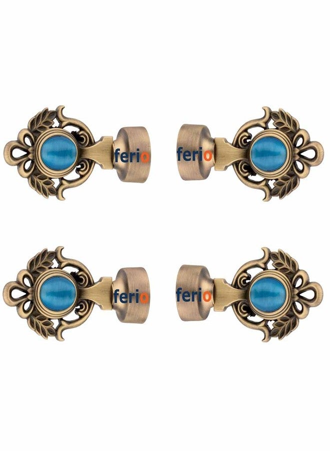 FERIO Zinc and Diamond Curtain Finials for Door and Window Accessories Brass Antique 1 inch Rod (Set of 2, 4 Pcs ) Without Brackets/Holders - Image 1