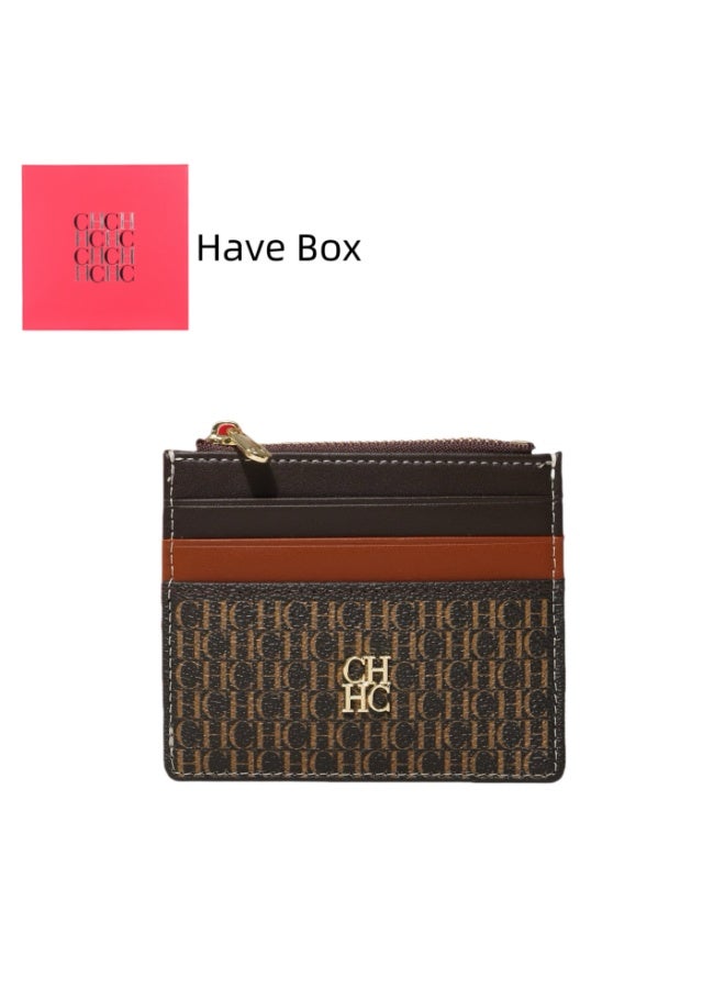 CAROLINA HERRERA Coffee Card Holder with Zip Closure Slim Portable & Comfortable Unisex Gift Box for Cards Cash Daily Commute - Image 1