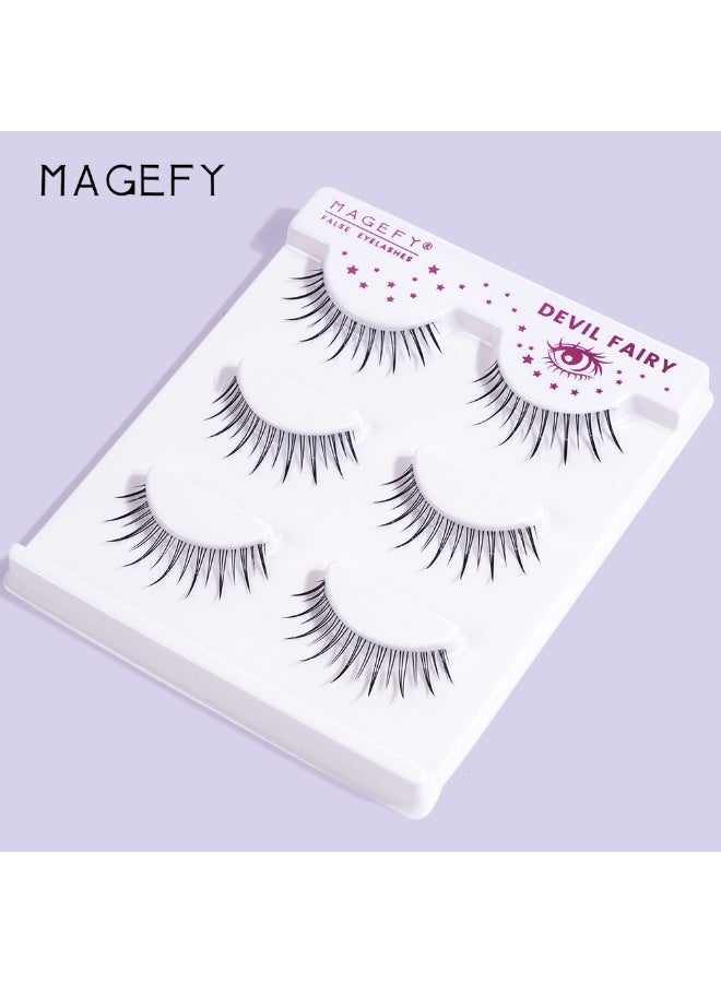 MAGEFY 3 Pairs Pack Light Volume Short Fake Eye Lashes Lashes False Eyelashes Cat Eyes Wispy Natural Faux Mink Lashes - Image 5