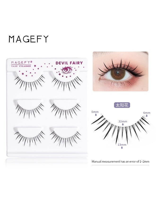 MAGEFY 3 Pairs Pack Light Volume Short Fake Eye Lashes Lashes False Eyelashes Cat Eyes Wispy Natural Faux Mink Lashes - Image 1
