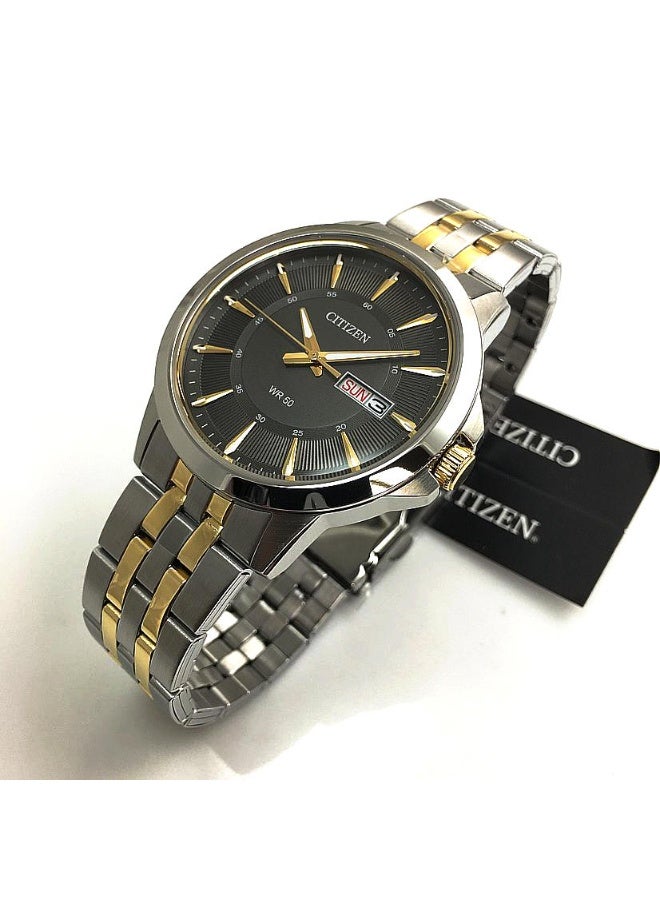 Citizen Men's Quartz Watch BF2018-52E, Two-Tone Stainless Steel, Black Textured Dial, Day-Date - Image 2