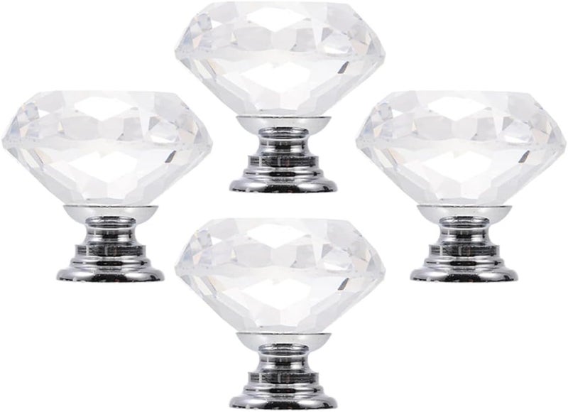 4pcs Crystal Cabinet Knobs Glass Drawer Pulls 30mm Single Hole Handles for Kitchen Wardrobe Cupboard Furniture - Image 1