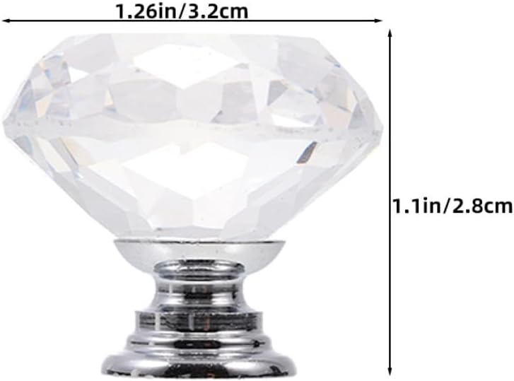 4pcs Crystal Cabinet Knobs Glass Drawer Pulls 30mm Single Hole Handles for Kitchen Wardrobe Cupboard Furniture - Image 2