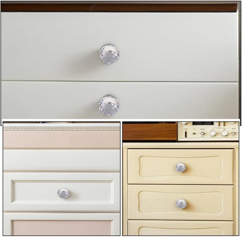 4pcs Crystal Cabinet Knobs Glass Drawer Pulls 30mm Single Hole Handles for Kitchen Wardrobe Cupboard Furniture - Image 3