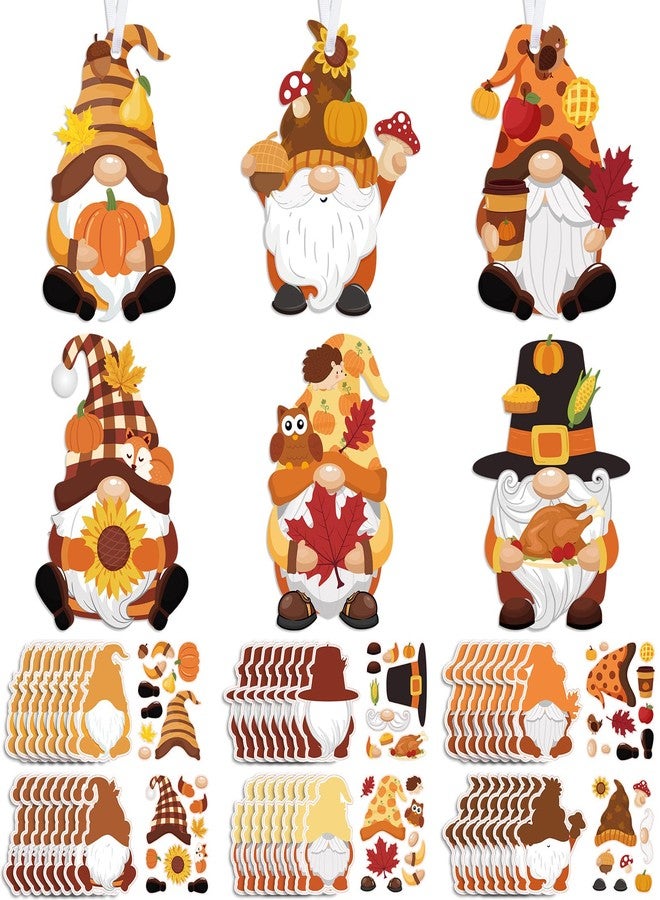 Containlol 48 Packs Fall Craft Kits for Kids DIY Autumn Gnome Craft Preschool Art Craft Set Make Your Own Gnome Craft Fall Gnome Ornament Kit for Kids Thanksgiving Classroom Favors Activities - Image 1