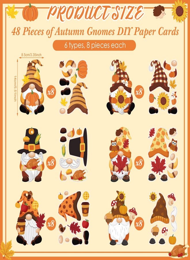 Containlol 48 Packs Fall Craft Kits for Kids DIY Autumn Gnome Craft Preschool Art Craft Set Make Your Own Gnome Craft Fall Gnome Ornament Kit for Kids Thanksgiving Classroom Favors Activities - Image 2