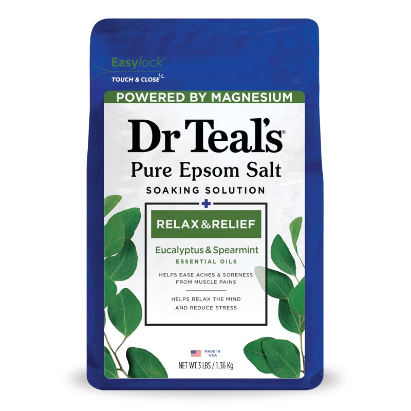 Dr Teal's Dr Teal's Epsom Magnesium Salt Soak, Relax & Relief with Eucalyptus & Spearmint Essential Oils, 3 lbs 