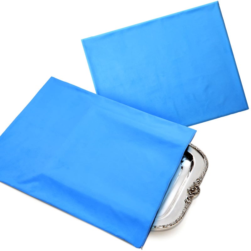 Oudain Silver Storage Bag 24 x 30 Inch Zippered Anti Tarnish Fabric Bag Protector Pouch for Jewelry Silverware Flatware Home Kitchen
