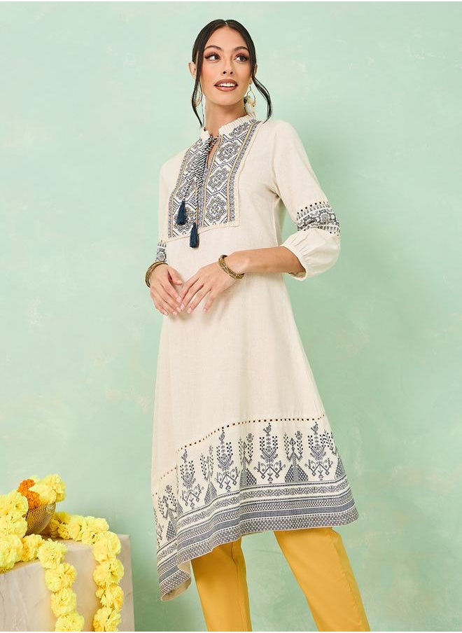 Asymmetric Hem Cotton Embroidered Kurta - pzsku/Z627BDFA4845D4C679BEDZ/45/_/1724060560/ef34baee-4926-4767-a083-2c05677cd37e