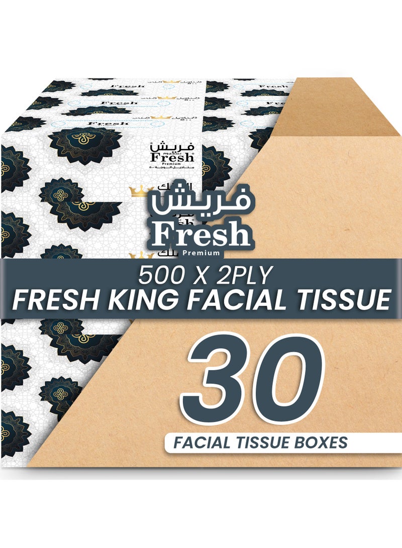 SNH Packing Fresh Facial Tissue Box Pack of 30, 500 Sheets x 2 Ply Each, Total 15000 Sheets - Image 1