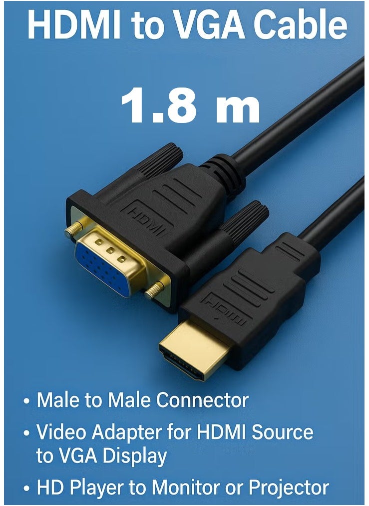 FUJISHKA HDMI To VGA Cable, Male to Male 1.8M Video Adapter for HD Player to HDTV  - Image 5