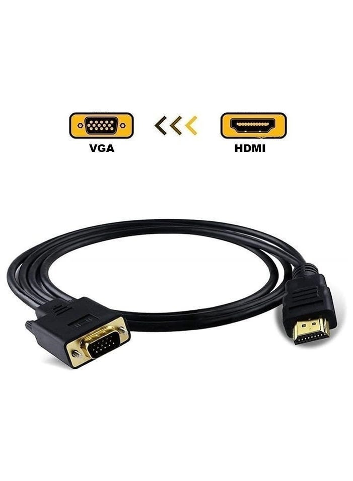 Bright HDMI to VGA Cable 1.8M 1080P Full HD – HDMI Male to VGA Male Converter Adapter for Monitor, Projector, PC, Laptop & HDTV – Plug & Play - Image 3
